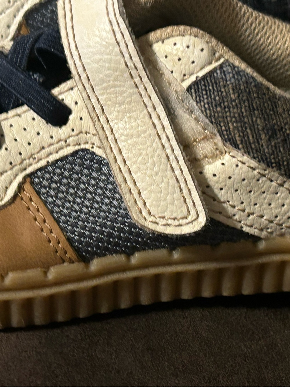 OshKosh B'gosh Navy, Cream & Brown Kids Sneaker with Velcro